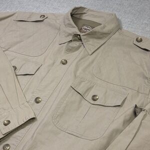 Cabela's Safari Series Jacket Mens 2XL Beige Military Cotton Short Button Front